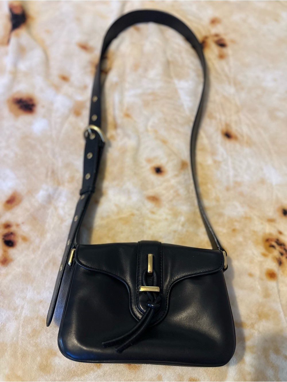 Vince Camuto - Black Leather Crossbody Bag with Gold Hardware